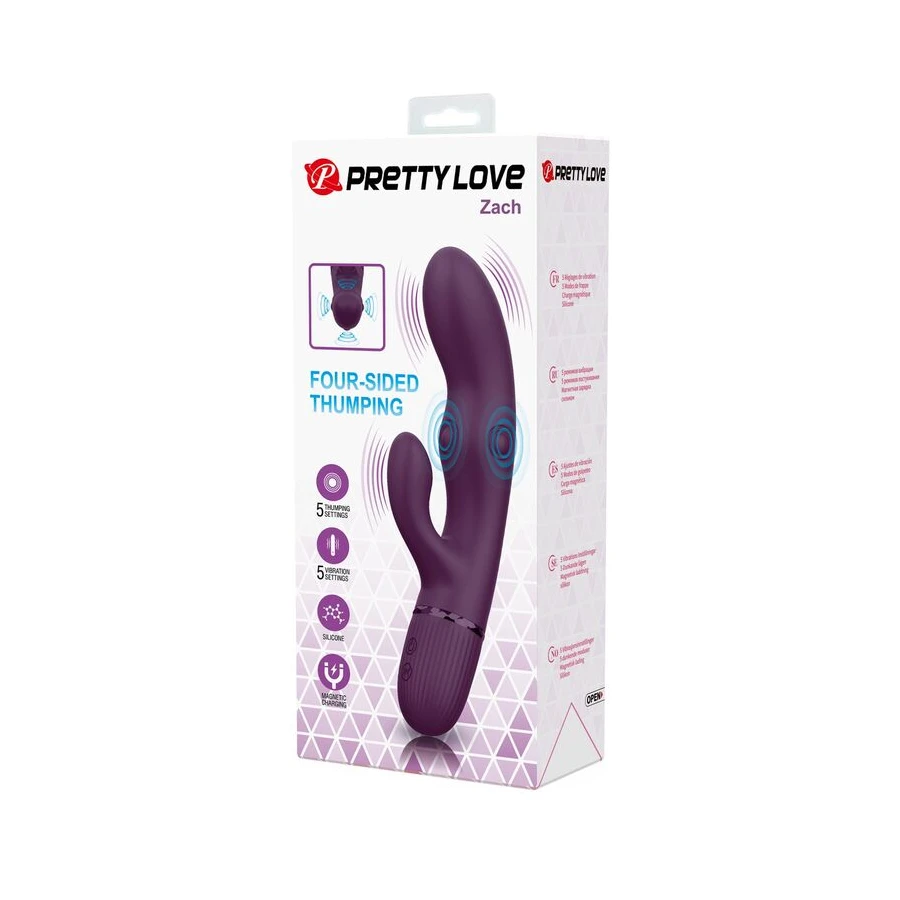 PRETTY LOVE - ZACH RECHARGEABLE THRUSTING RABBIT VIBRATOR 5+5 FUNCTIONS